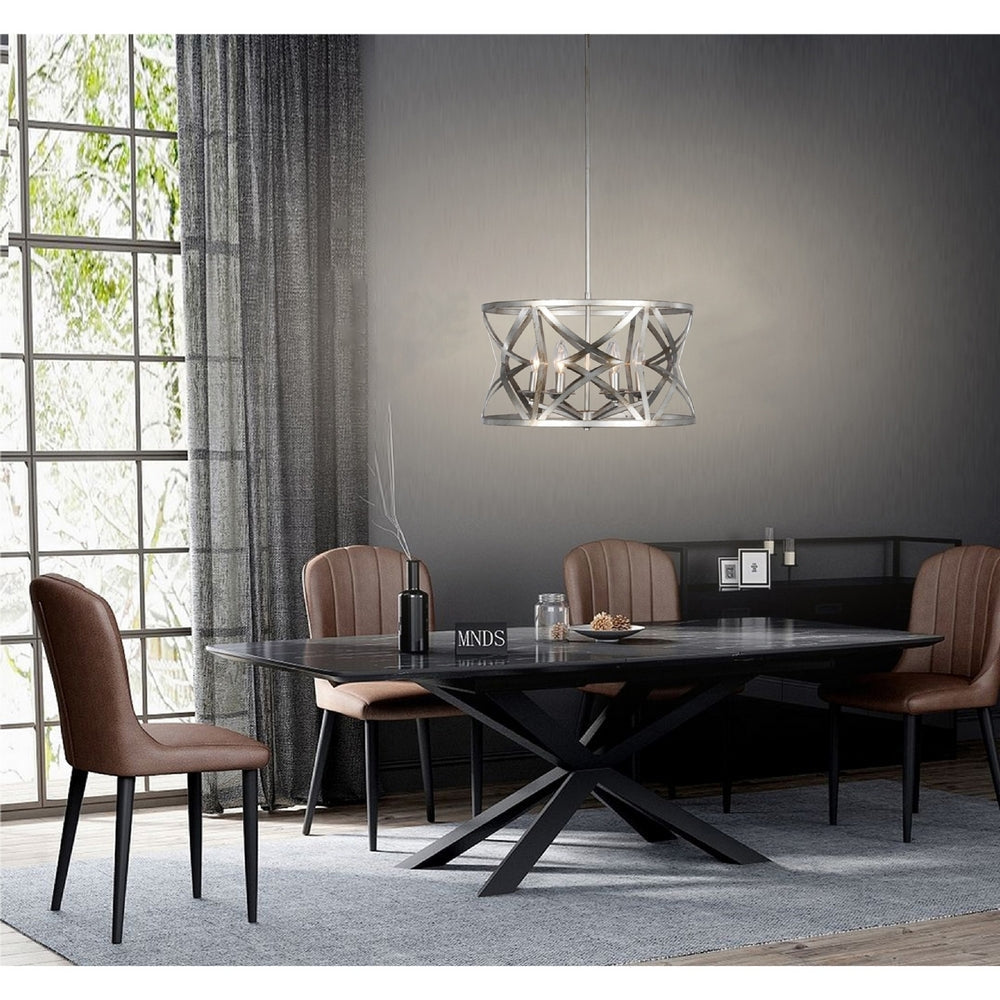 CHLOE Lighting ALINA Farmhouse 5 Light Distressed Antique Silver Finish Ceiling Pendant 21’’ Wide CHL-CH6H801AS21-UP5