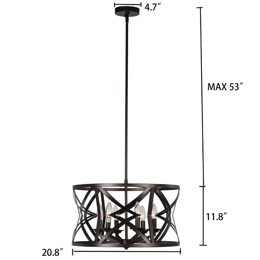 CHLOE Lighting ALINA Farmhouse 5 Light Oil Rubbed Bronze Finish Ceiling Pendant 21’’ Wide CHL-CH6H801RB21-UP5