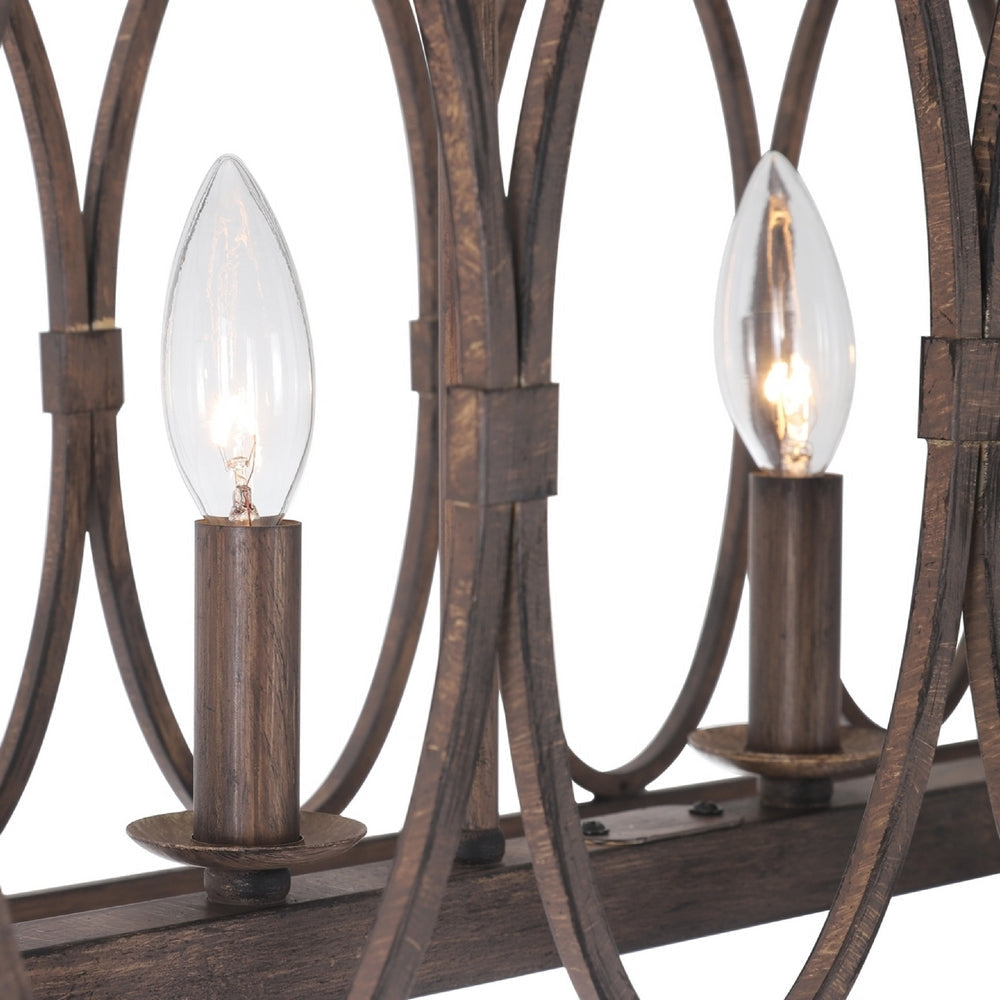 CHLOE Lighting INDIGO Farmhouse 6 Light Antique Wood Finish Ceiling Pendant 48’’ Wide CHL-CH6H802AW48-UP6