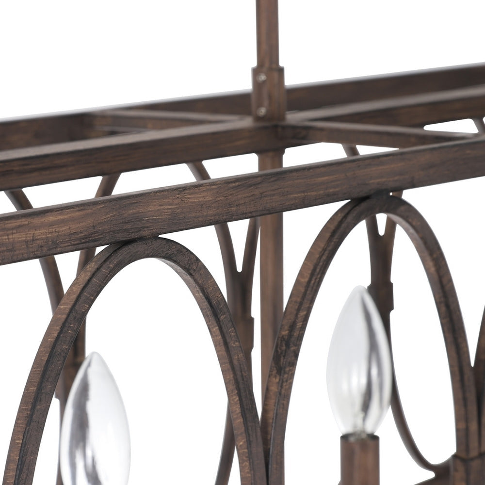 CHLOE Lighting INDIGO Farmhouse 6 Light Antique Wood Finish Ceiling Pendant 48’’ Wide CHL-CH6H802AW48-UP6