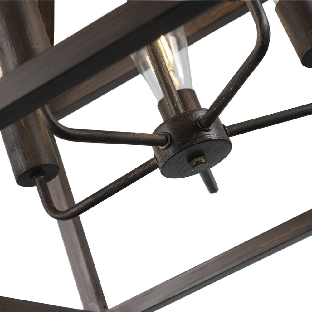CHLOE Lighting RYDER Farmhouse 5 Light Antique Wood Finish Hanging Ceiling Pendant 20’’ Wide CHL-CH6H805AW20-UP5