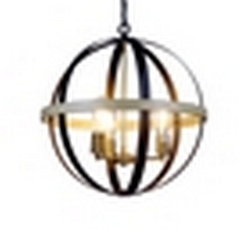 CHLOE Lighting ABBOTT Farmhouse-Style Black/Bronze/Wood 3 Light Pendant 20" Wide