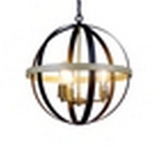 CHLOE Lighting ABBOTT Farmhouse-Style Black/Bronze/Wood 3 Light Pendant 20" Wide