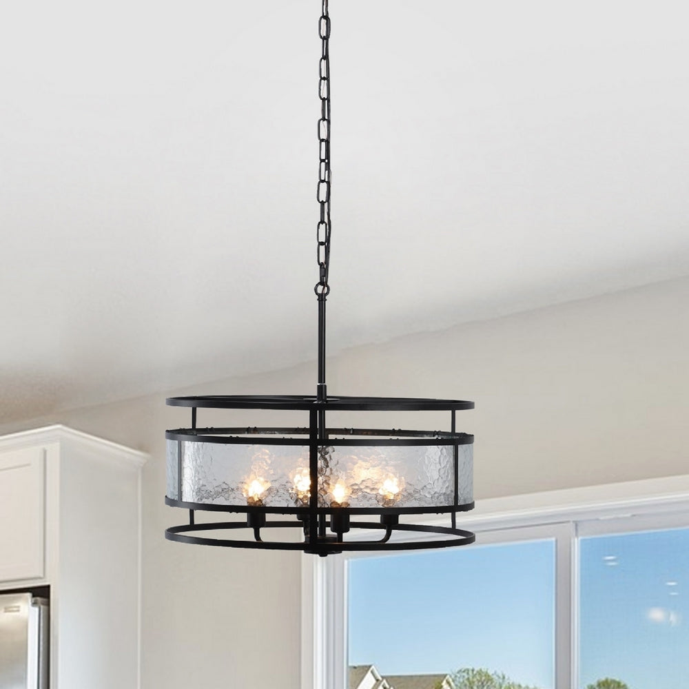 CHLOE Lighting SIENNA Contemporary 4 Light Matt Black Finish Ceiling Pendant 20’’ Wide CHL-CH6R801BK20-UP4