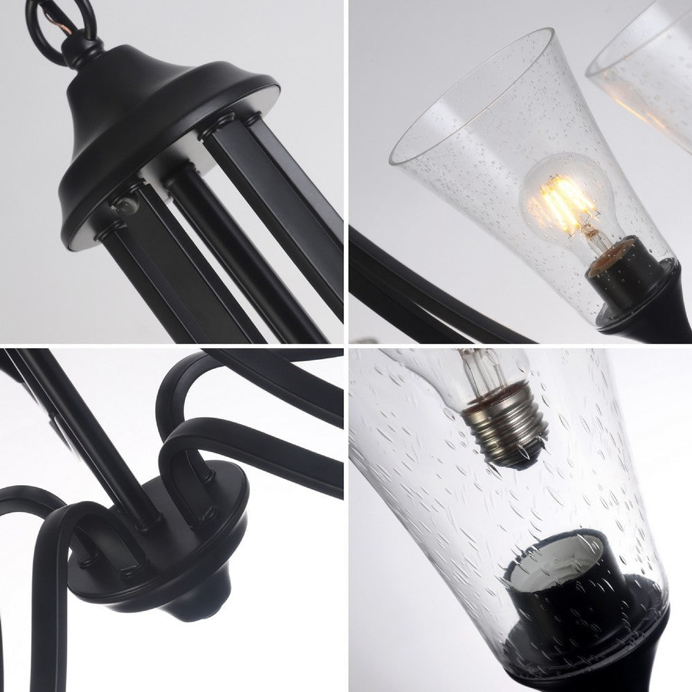 CHLOE Lighting SHERARD Contemporary 5 Light Matt Black Hanging Chandelier 27’’ Wide CHL-CH6R901BK27-UC5