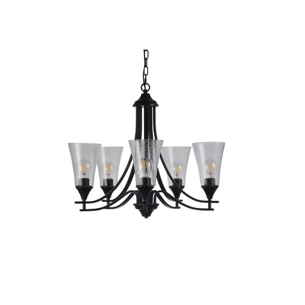 CHLOE Lighting SHERARD Contemporary 5 Light Matt Black Hanging Chandelier 27’’ Wide CHL-CH6R901BK27-UC5