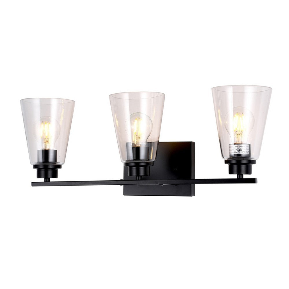 CHLOE Lighting ERIAN Transitional 3 Light Matt Black Vanity Bath Light 22’’ Wide CHL-CH6S101BK22-BL3
