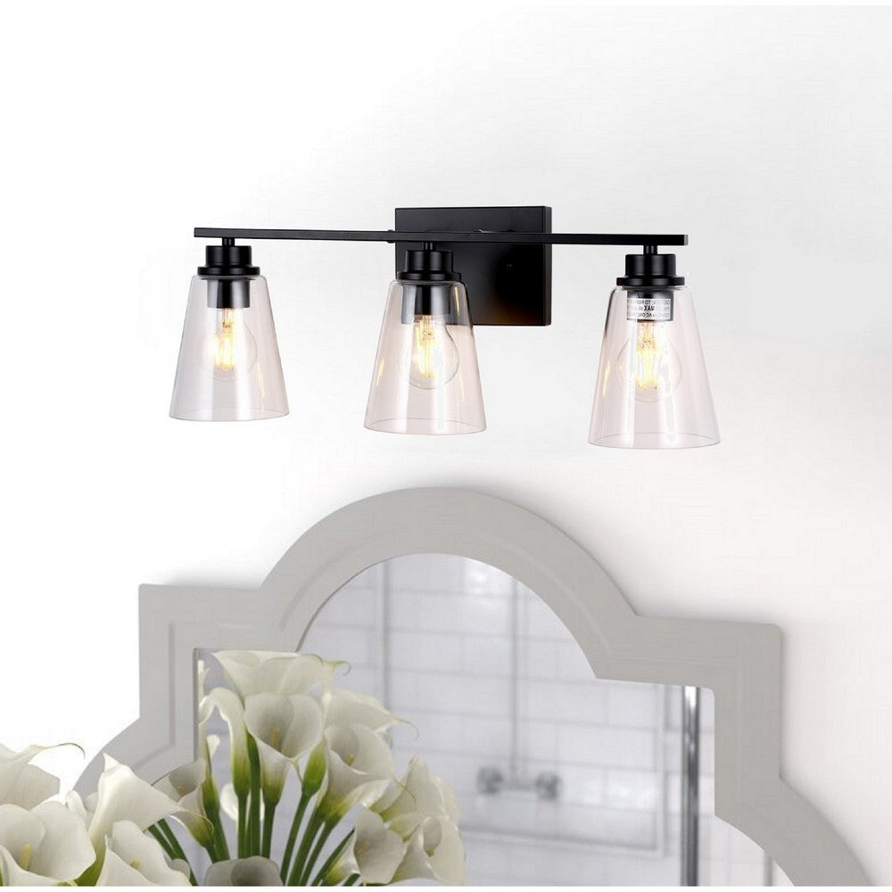 CHLOE Lighting ERIAN Transitional 3 Light Matt Black Vanity Bath Light 22’’ Wide CHL-CH6S101BK22-BL3