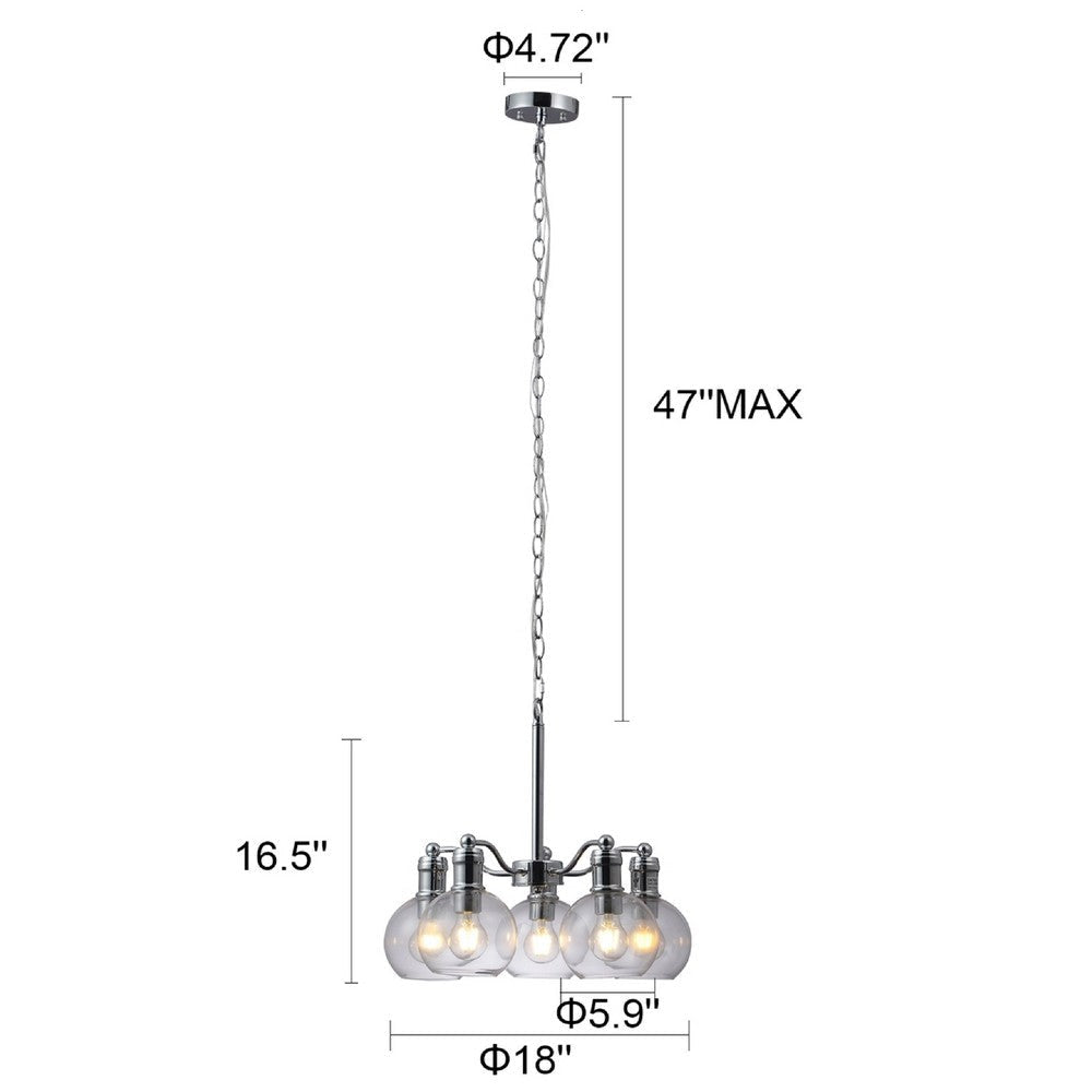 CHLOE Lighting WACIAN Transitional 5 Light Chrome Hanging Chandelier 18’’ Wide CHL-CH6S901CM18-DC5