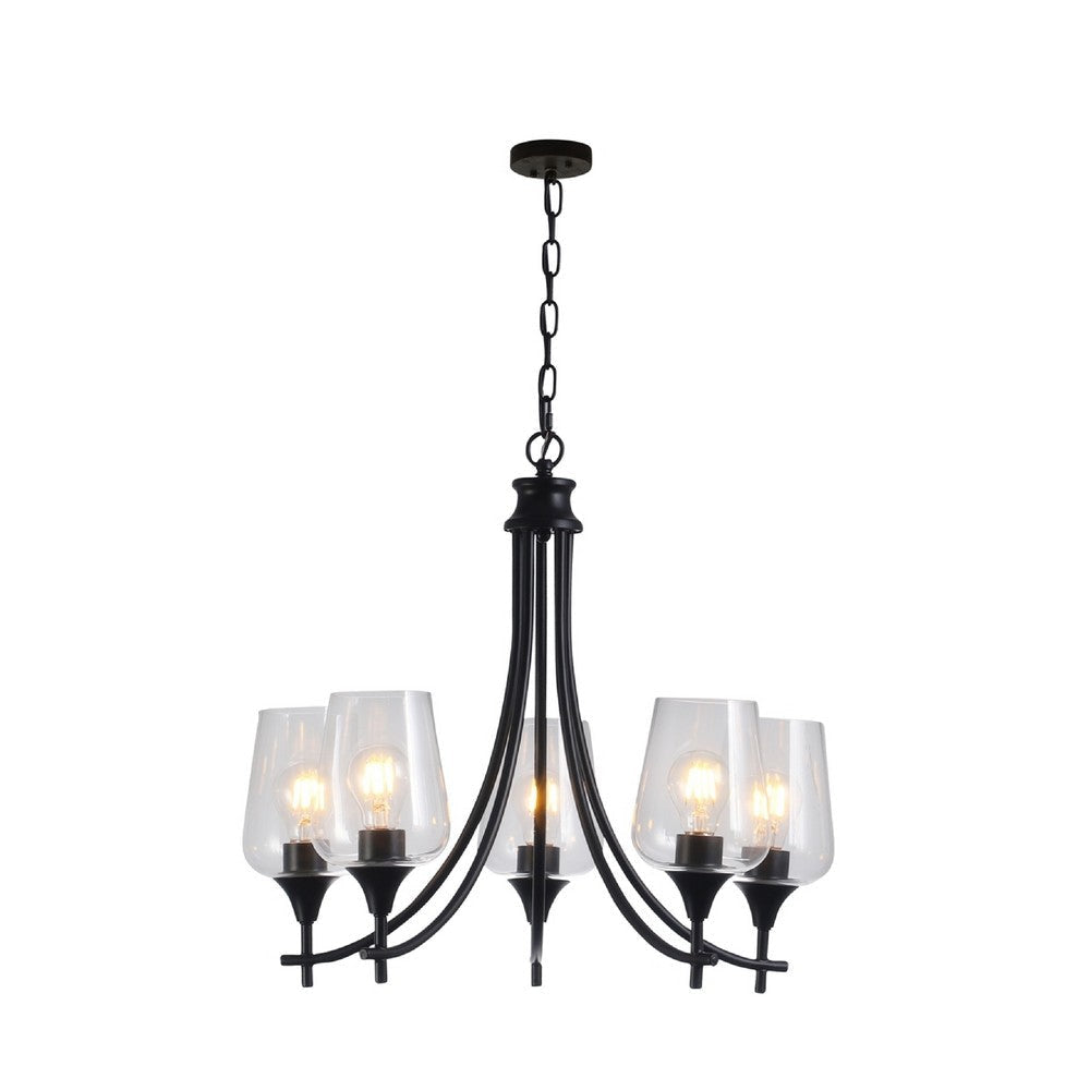 CHLOE Lighting WILLAN Transitional 5 Light Matt Black Up-Hanging Chandelier 21’’ Wide CHL-CH6S902BK21-UC5