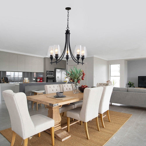 CHLOE Lighting WILLAN Transitional 5 Light Matt Black Up-Hanging Chandelier 21" Wide