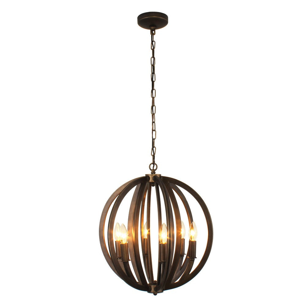 Lighting IRONCLAD Industrial 6 Light Bronze Ceiling Pendant 18’’ Wide CHL-CH7D009BZ18-UP6