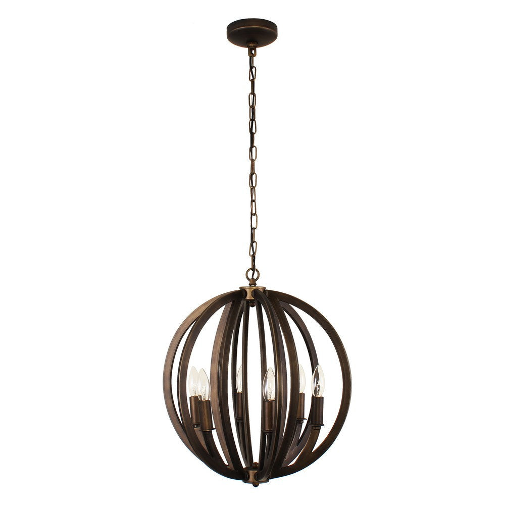 Lighting IRONCLAD Industrial 6 Light Bronze Ceiling Pendant 18’’ Wide CHL-CH7D009BZ18-UP6
