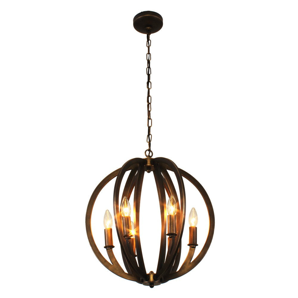 Lighting IRONCLAD Industrial 6 Light Bronze Ceiling Pendant 18’’ Wide CHL-CH7D009BZ18-UP6