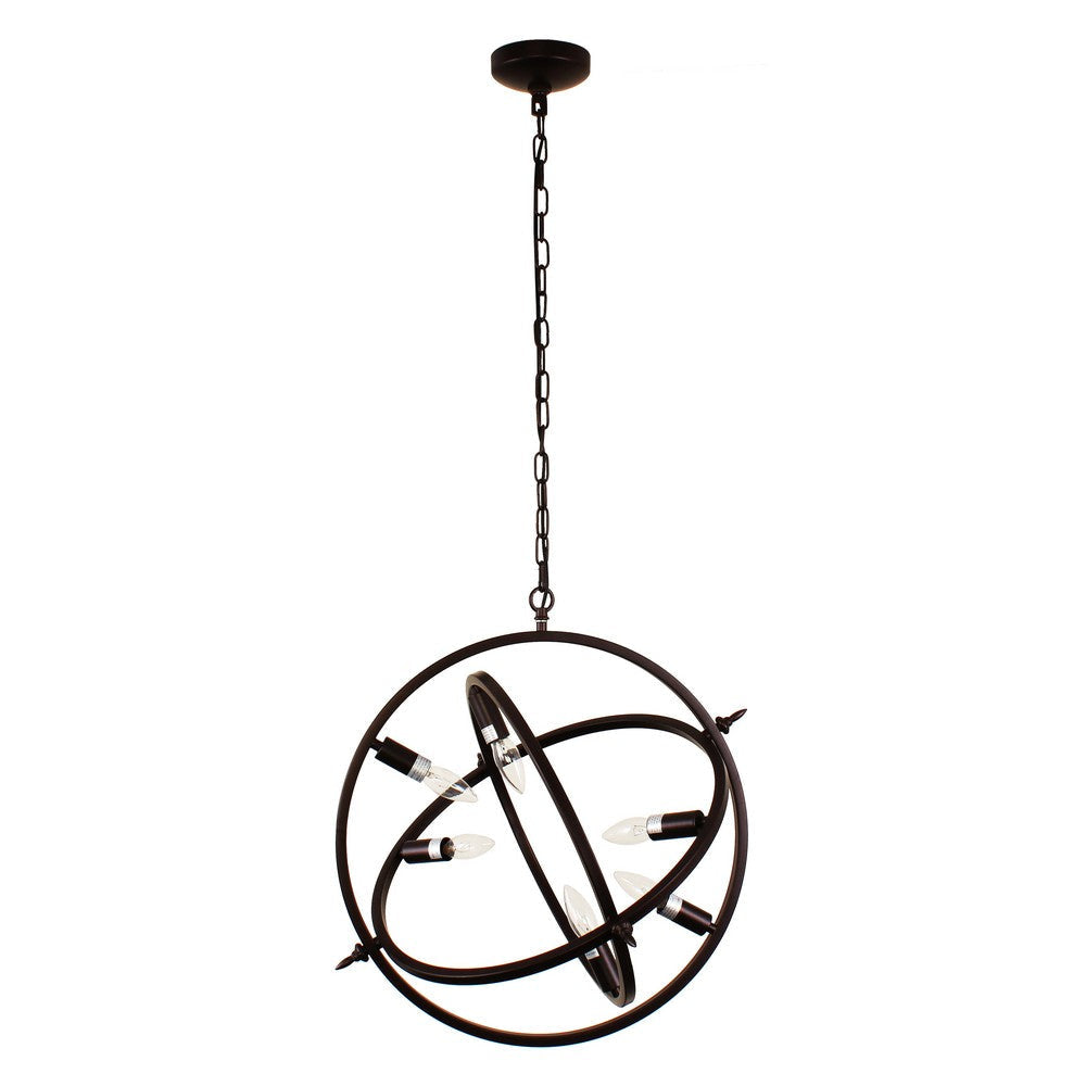 Lighting IRONCLAD Industrial 6 Light Oil Rubbed Bronze Ceiling Pendant 20’’ Wide CHL-CH7D033RB20-UP6