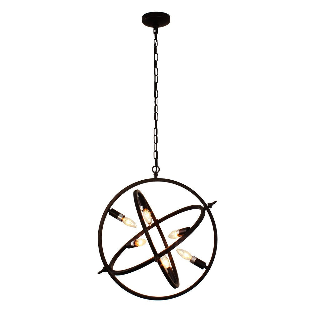 Lighting IRONCLAD Industrial 6 Light Oil Rubbed Bronze Ceiling Pendant 20’’ Wide CHL-CH7D033RB20-UP6
