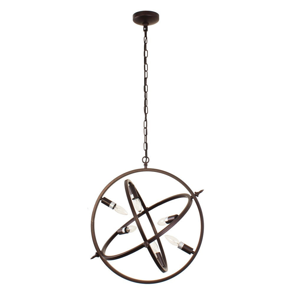 Lighting IRONCLAD Industrial 6 Light Oil Rubbed Bronze Ceiling Pendant 20’’ Wide CHL-CH7D033RB20-UP6