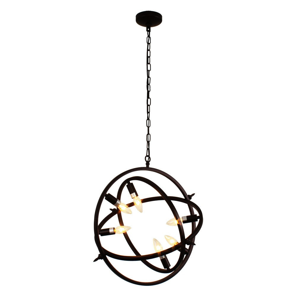 Lighting IRONCLAD Industrial 6 Light Oil Rubbed Bronze Ceiling Pendant 20’’ Wide CHL-CH7D033RB20-UP6