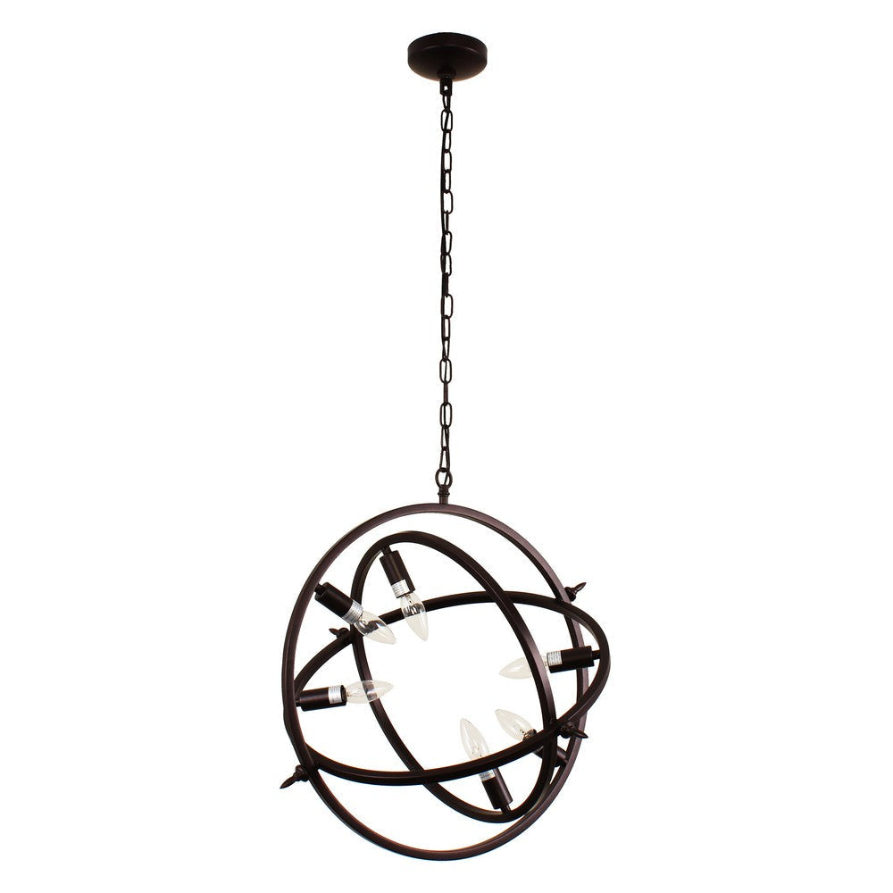 Lighting IRONCLAD Industrial 6 Light Oil Rubbed Bronze Ceiling Pendant 20’’ Wide CHL-CH7D033RB20-UP6