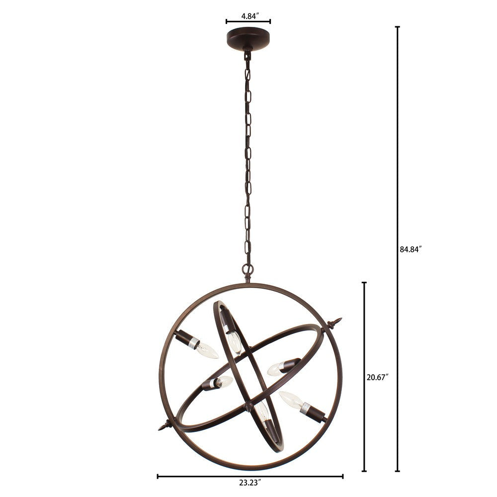 Lighting IRONCLAD Industrial 6 Light Oil Rubbed Bronze Ceiling Pendant 20’’ Wide CHL-CH7D033RB20-UP6