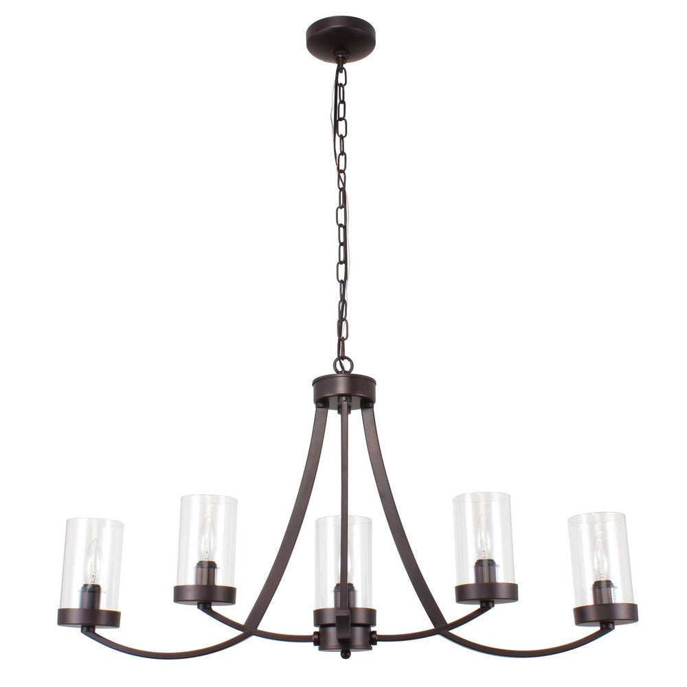 Lighting IDA Farmhouse 5 Light Rubbed Bronze Ceiling Pendant 35.5’’ Wide CHL-CH7H007RB35-UP5