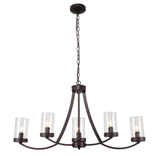 Lighting IDA Farmhouse 5 Light Rubbed Bronze Ceiling Pendant 35.5" Wide