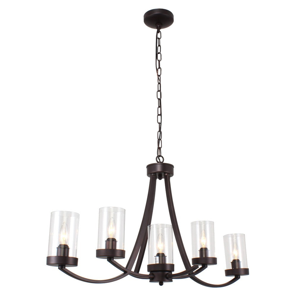 Lighting IDA Farmhouse 5 Light Rubbed Bronze Ceiling Pendant 35.5’’ Wide CHL-CH7H007RB35-UP5