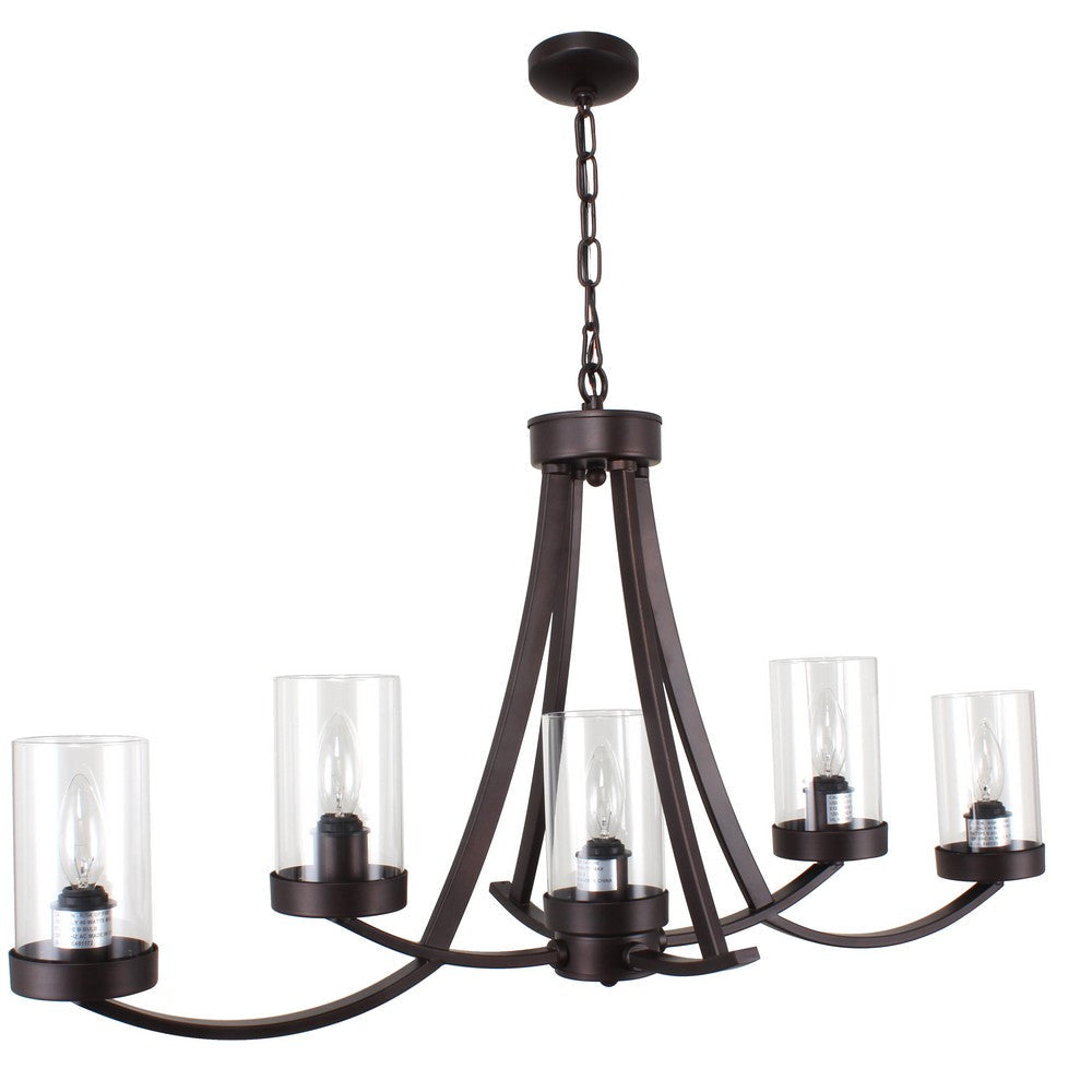 Lighting IDA Farmhouse 5 Light Rubbed Bronze Ceiling Pendant 35.5’’ Wide CHL-CH7H007RB35-UP5