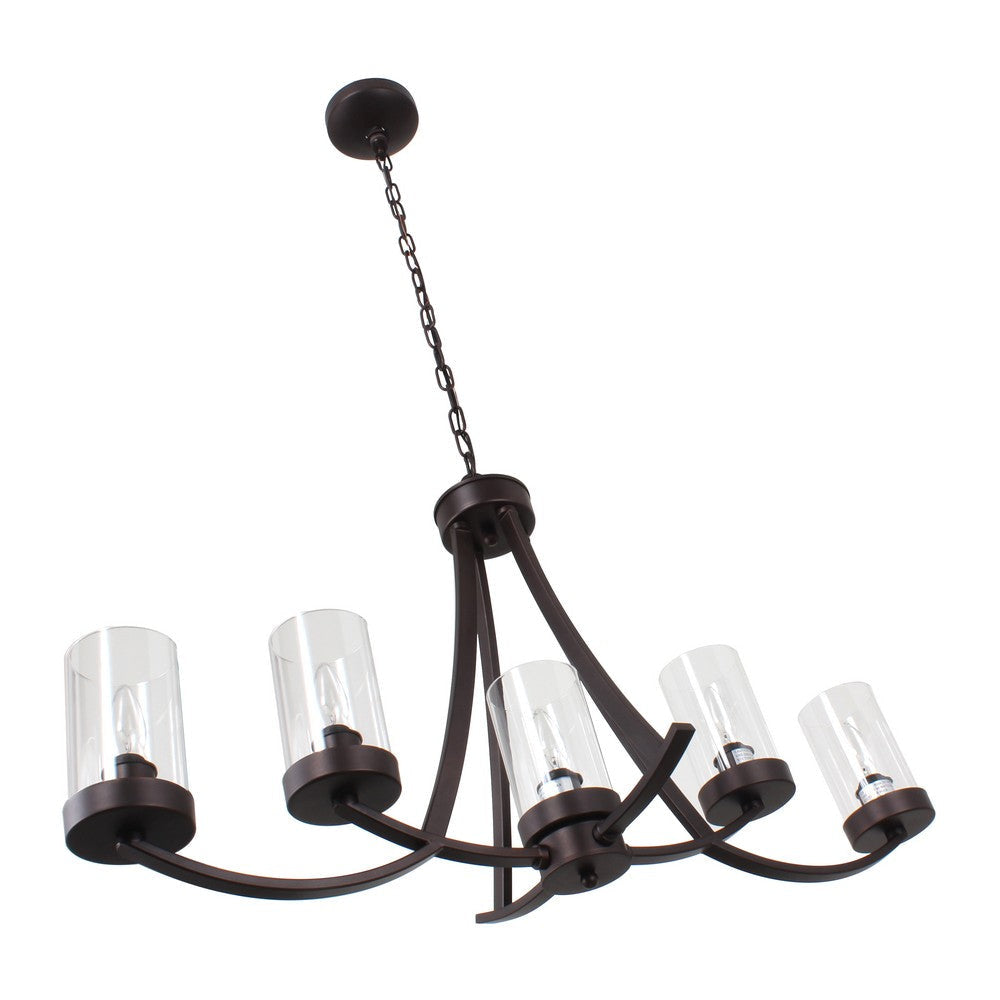 Lighting IDA Farmhouse 5 Light Rubbed Bronze Ceiling Pendant 35.5’’ Wide CHL-CH7H007RB35-UP5