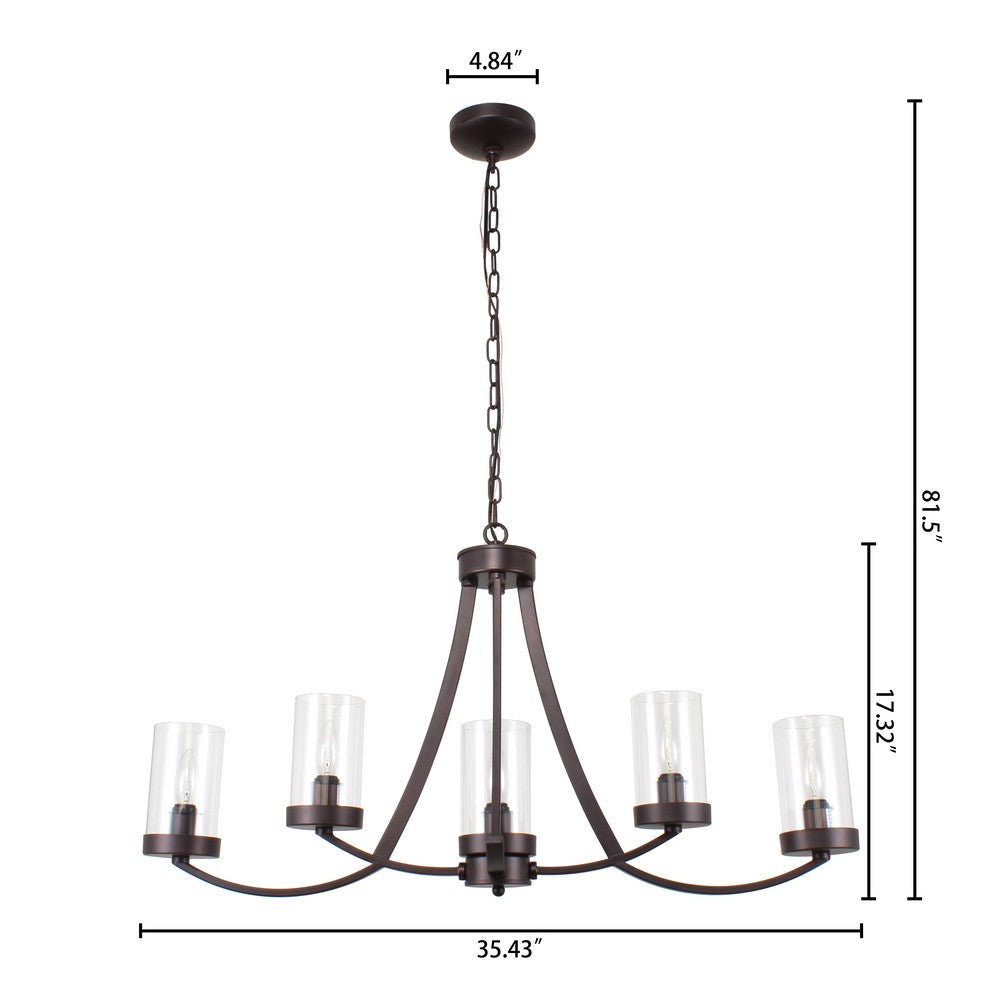 Lighting IDA Farmhouse 5 Light Rubbed Bronze Ceiling Pendant 35.5’’ Wide CHL-CH7H007RB35-UP5