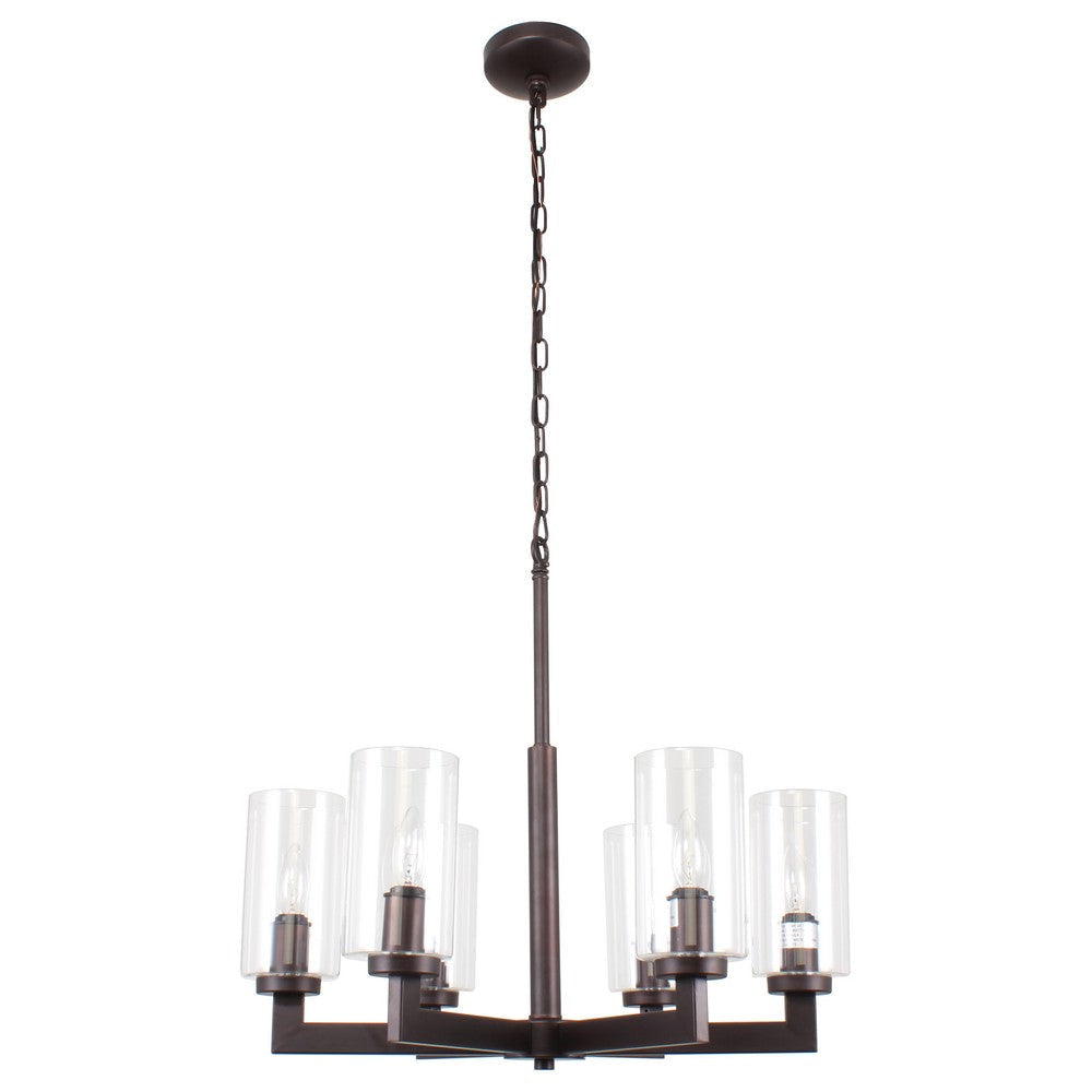 Lighting LULA Farmhouse 6 Light Rubbed Bronze Ceiling Pendant 23.5’’ Wide CHL-CH7H019RB24-UP6