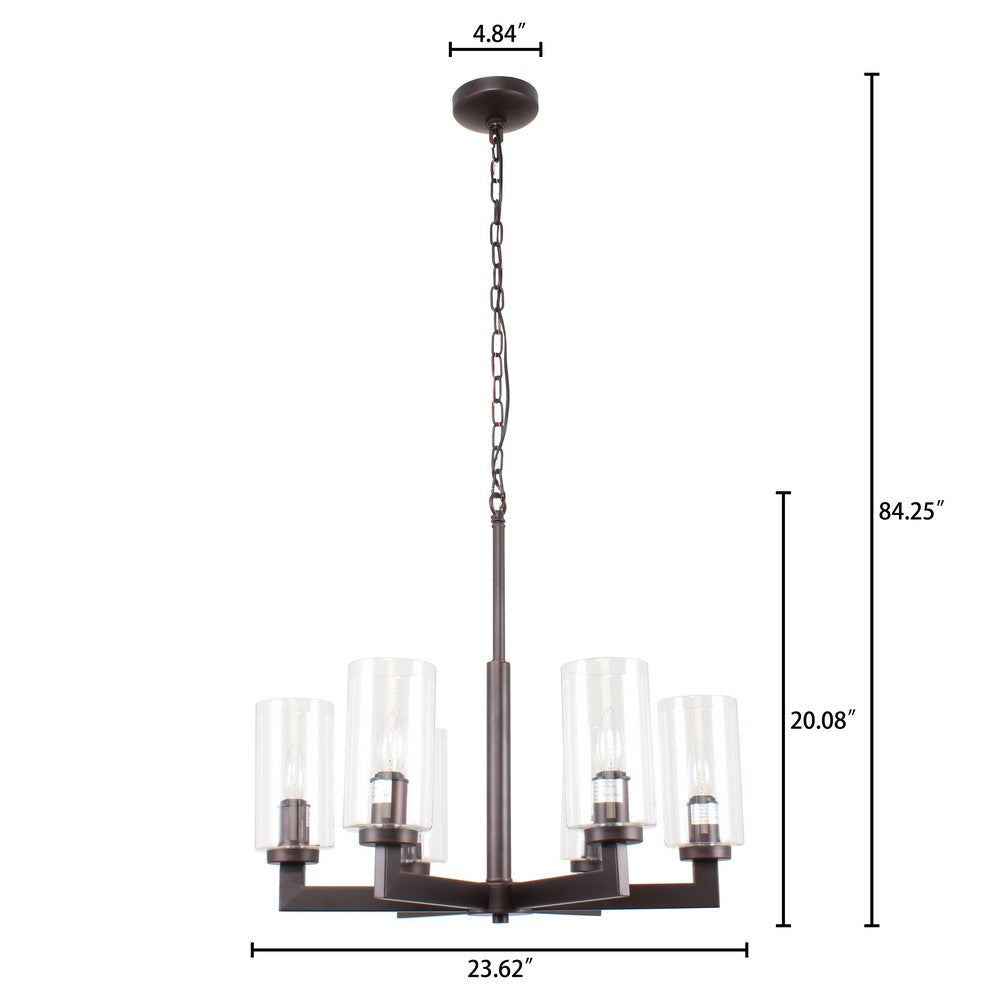 Lighting LULA Farmhouse 6 Light Rubbed Bronze Ceiling Pendant 23.5’’ Wide CHL-CH7H019RB24-UP6
