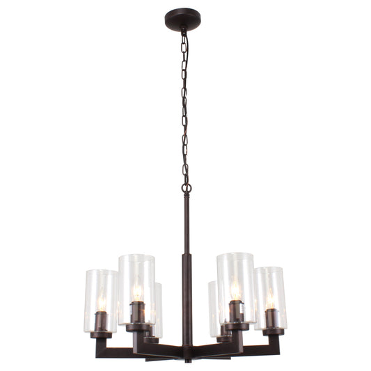 Lighting LULA Farmhouse 6 Light Rubbed Bronze Ceiling Pendant 23.5" Wide