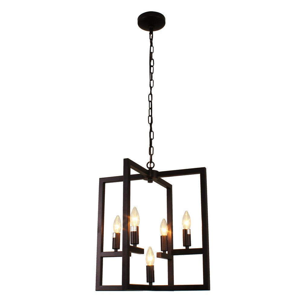 Lighting IRONCLAD Farmhouse 5 Light Oil Rubbed Bronze Ceiling Pendant 18’’ Wide CHL-CH7H026RB18-UP5