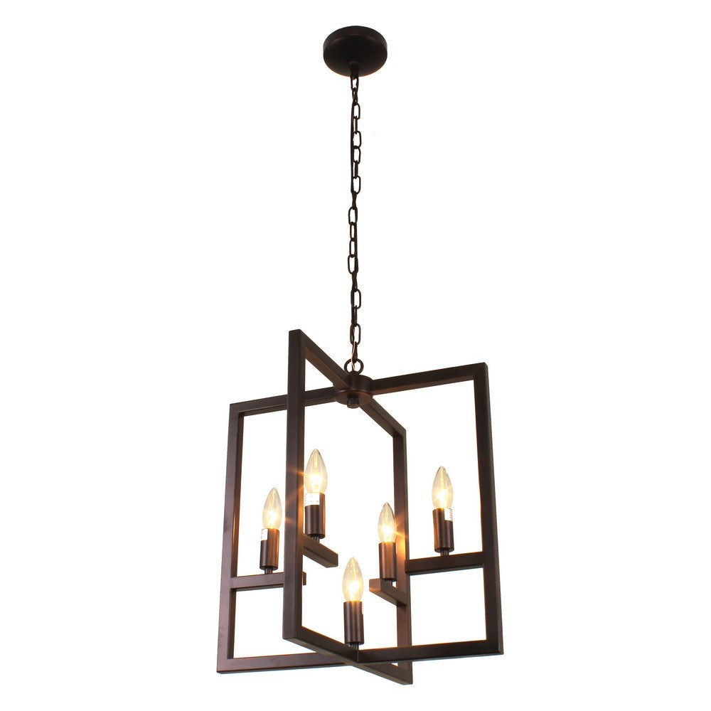 Lighting IRONCLAD Farmhouse 5 Light Oil Rubbed Bronze Ceiling Pendant 18’’ Wide CHL-CH7H026RB18-UP5