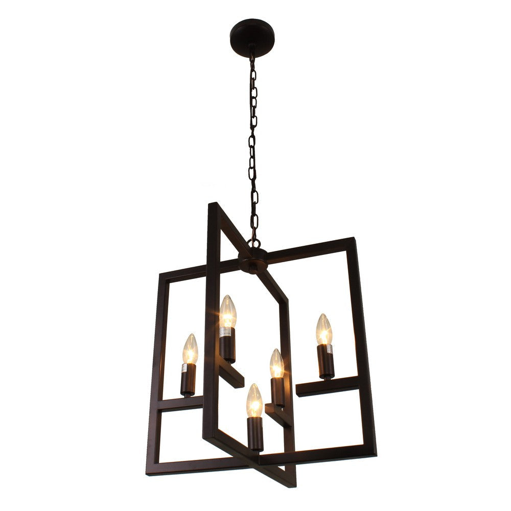 Lighting IRONCLAD Farmhouse 5 Light Oil Rubbed Bronze Ceiling Pendant 18’’ Wide CHL-CH7H026RB18-UP5