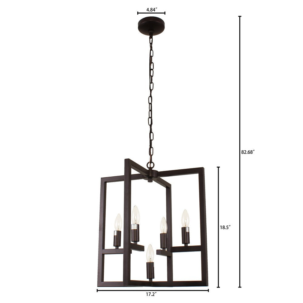 Lighting IRONCLAD Farmhouse 5 Light Oil Rubbed Bronze Ceiling Pendant 18’’ Wide CHL-CH7H026RB18-UP5