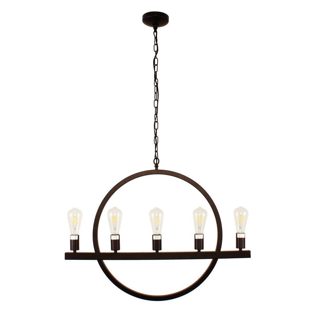 Lighting IRONCLAD Farmhouse 5 Light Oil Rubbed Bronze Ceiling Pendant 32’’ Wide CHL-CH7H040RB32-UP5