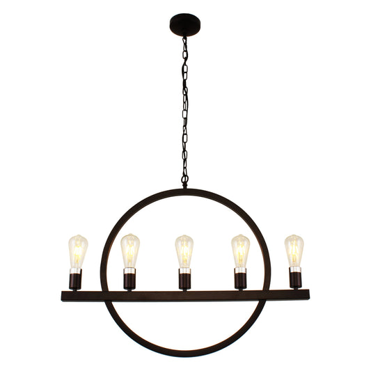 Lighting IRONCLAD Farmhouse 5 Light Oil Rubbed Bronze Ceiling Pendant 32" Wide