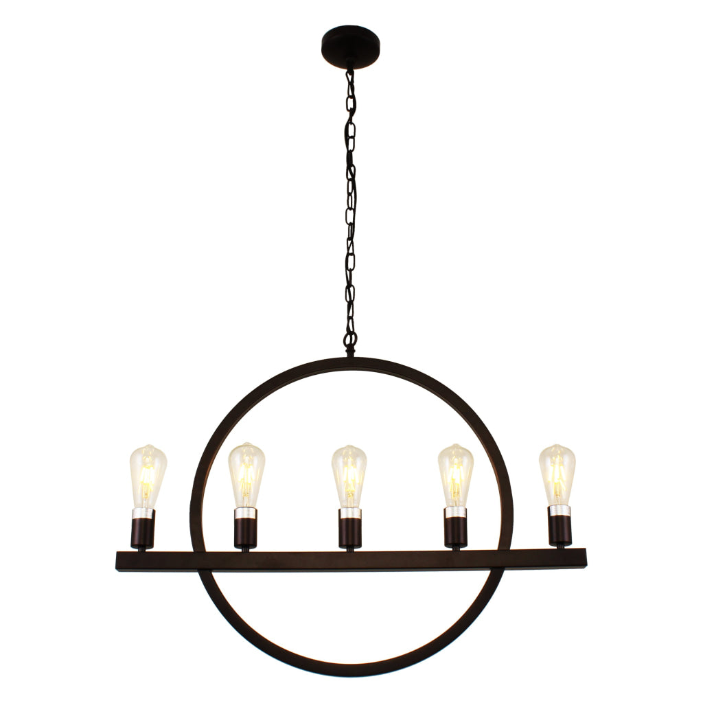 Lighting IRONCLAD Farmhouse 5 Light Oil Rubbed Bronze Ceiling Pendant 32" Wide