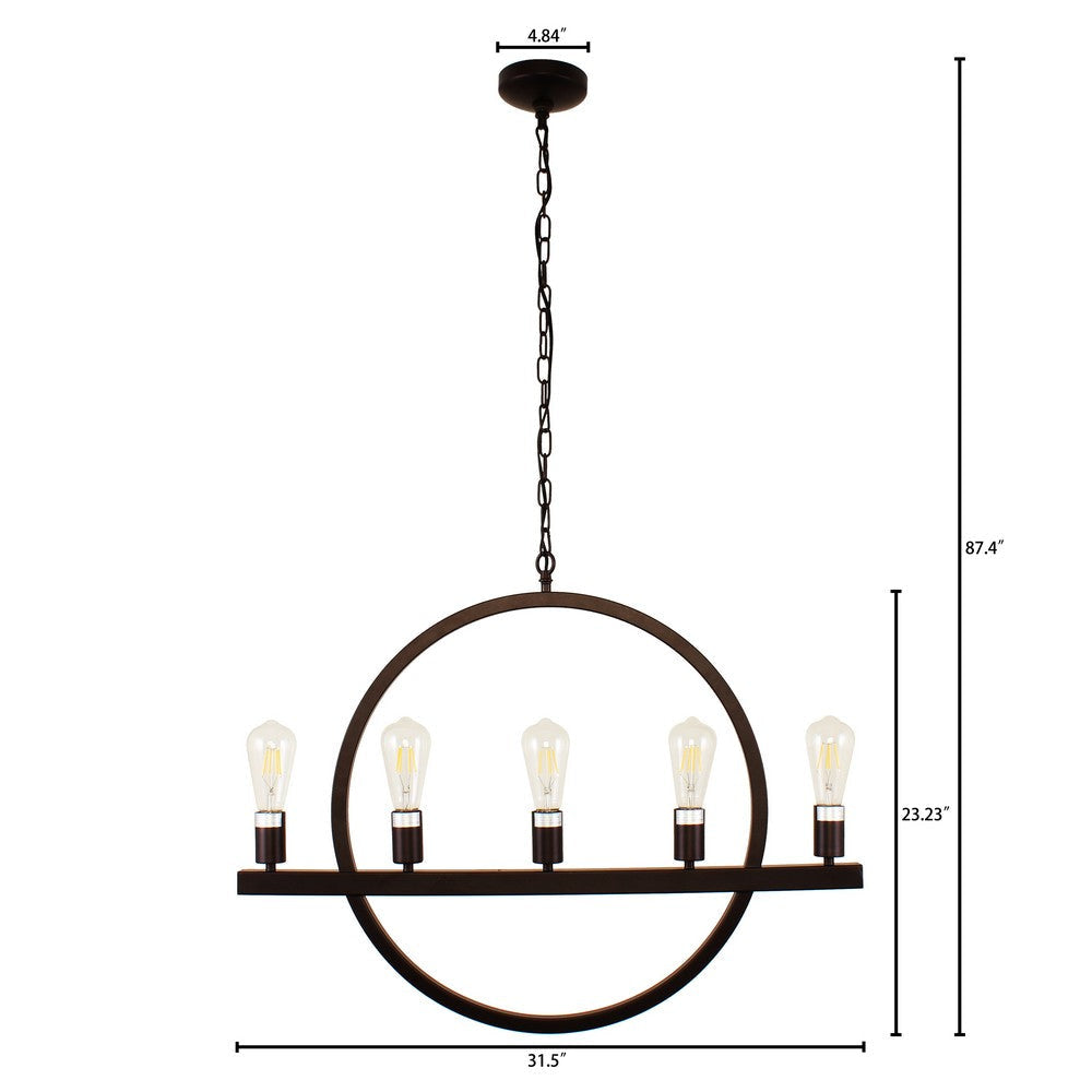 Lighting IRONCLAD Farmhouse 5 Light Oil Rubbed Bronze Ceiling Pendant 32’’ Wide CHL-CH7H040RB32-UP5