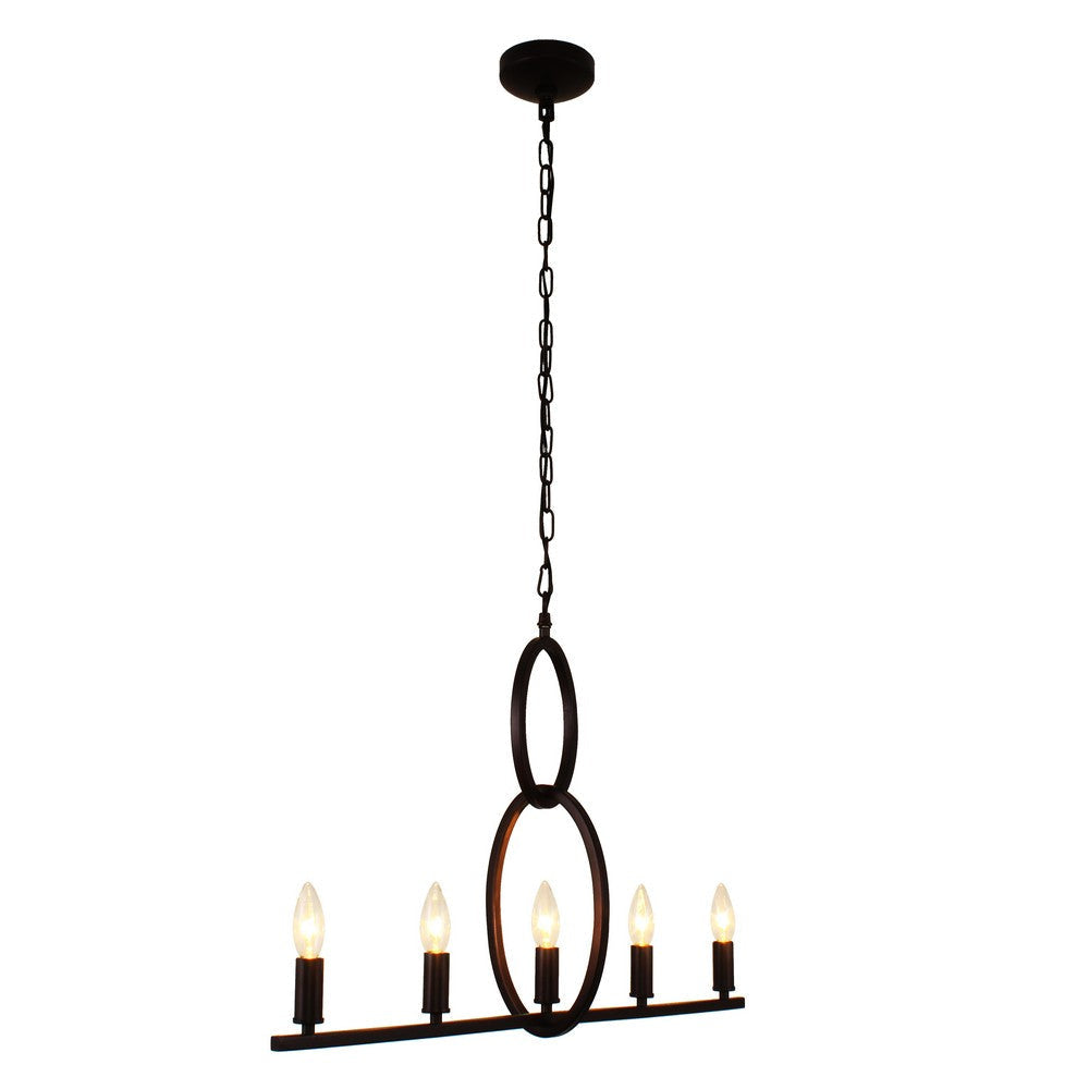 Lighting IRONCLAD Farmhouse 5 Light Oil Rubbed Bronze Ceiling Pendant 22’’ Wide CHL-CH7H077RB22-UP5