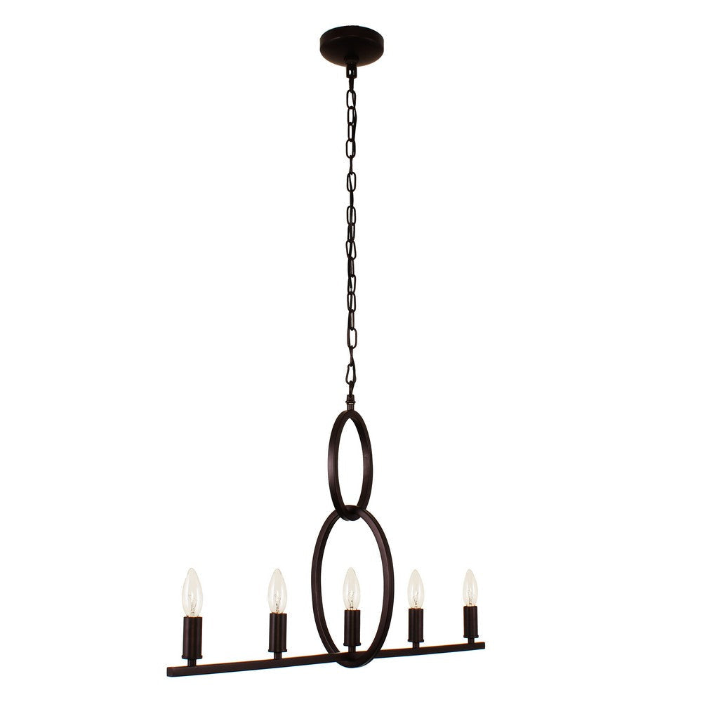 Lighting IRONCLAD Farmhouse 5 Light Oil Rubbed Bronze Ceiling Pendant 22’’ Wide CHL-CH7H077RB22-UP5