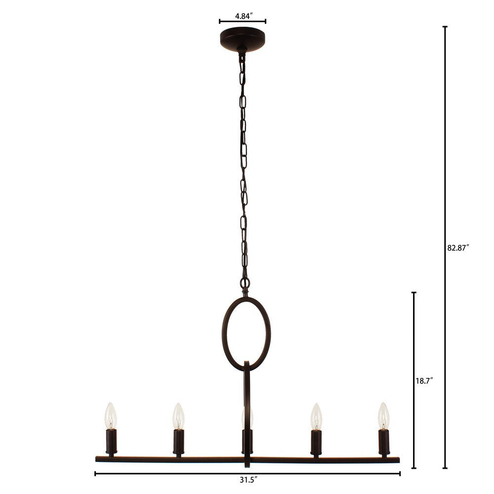 Lighting IRONCLAD Farmhouse 5 Light Oil Rubbed Bronze Ceiling Pendant 22’’ Wide CHL-CH7H077RB22-UP5