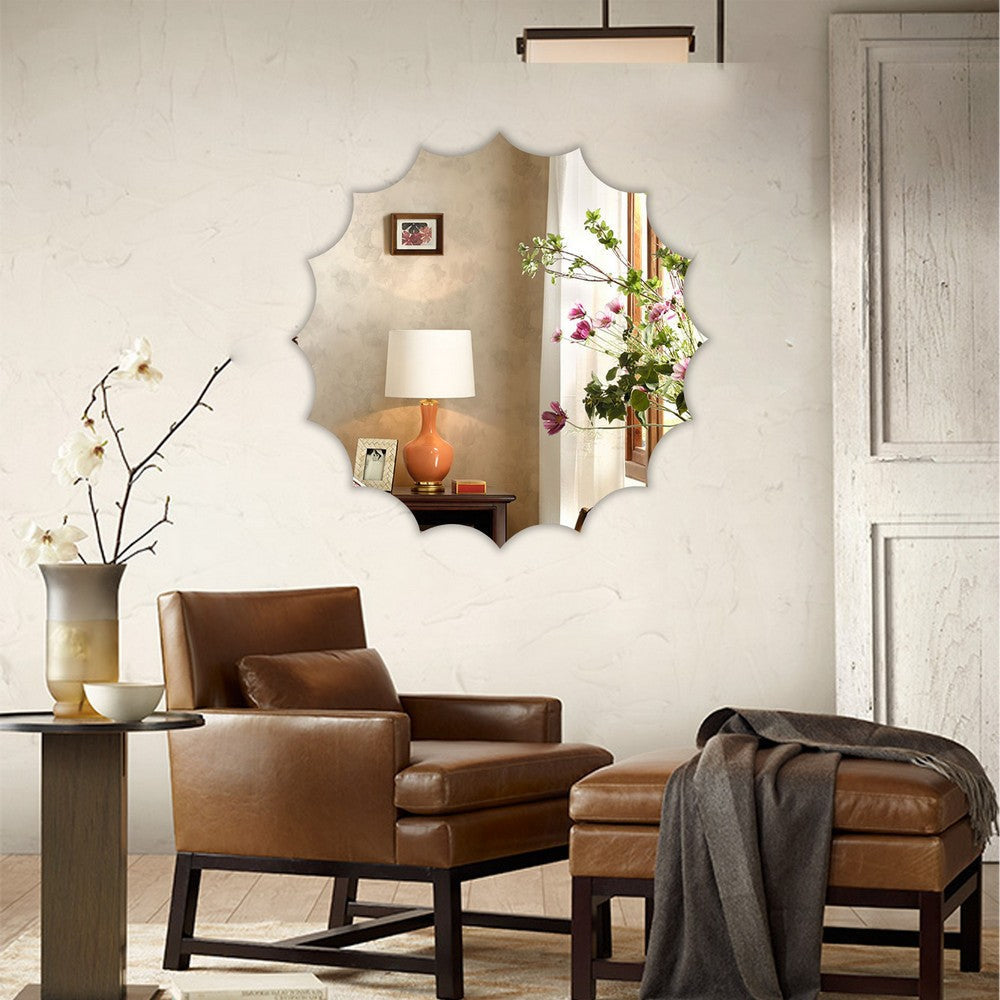 Chloe'S Reflection Vertical Hanging Sun Shaped Frameless Wall Mirror 32" Height