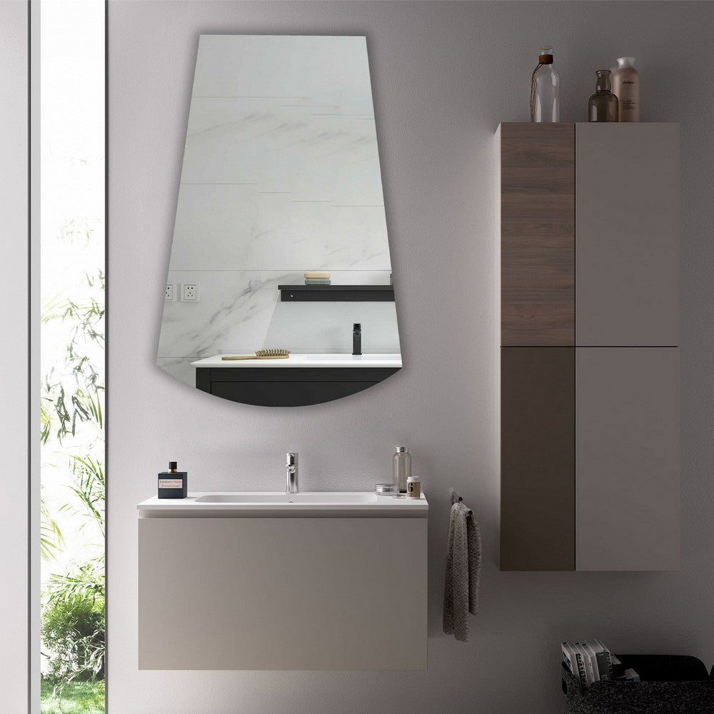 Reflection Verical/Horizontal Hanging Arched-Rectangle Shaped Frameless Wall Mirror 35’’ Height CHL-CH7M012SV35-VRT