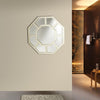 Contemporary Style Metal Wall Mirror with Octagonal Shape Design, Silver