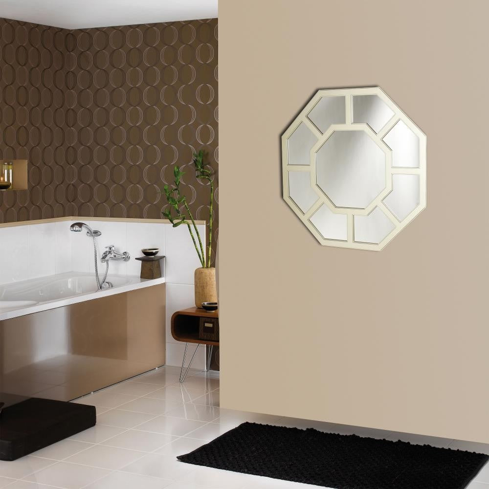 Contemporary Style Metal Wall Mirror with Octagonal Shape Design Silver CHL-CH7M126SV27-FOT