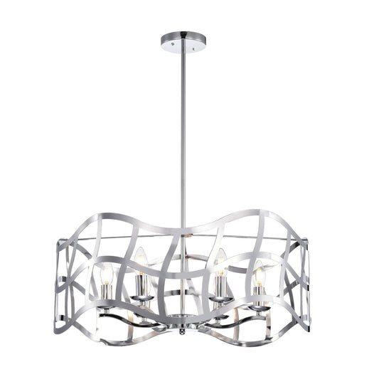 Lighting WILLOW Transitional 6 Light Chrome Ceiling Pendant 25" Wide