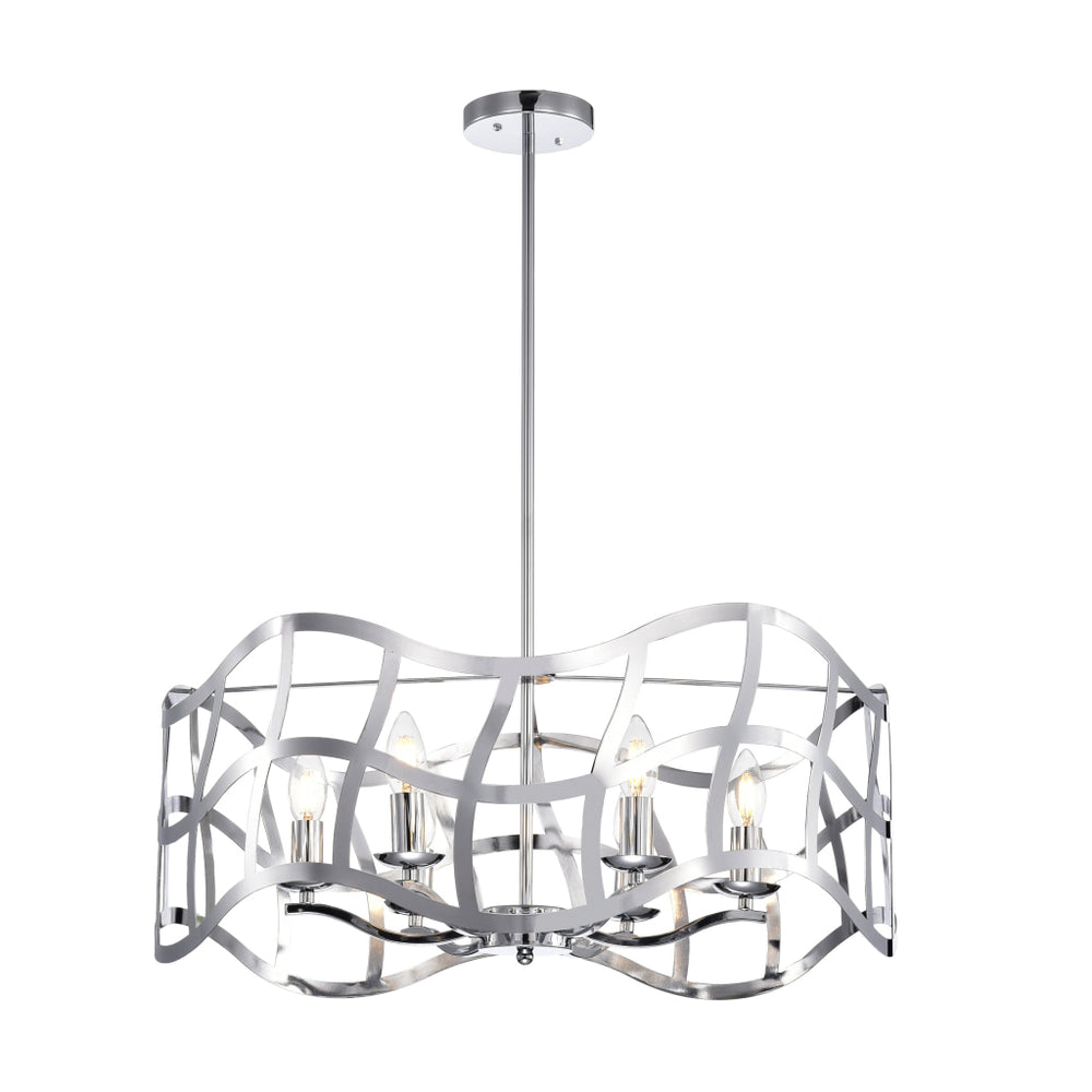 Lighting WILLOW Transitional 6 Light Chrome Ceiling Pendant 25" Wide